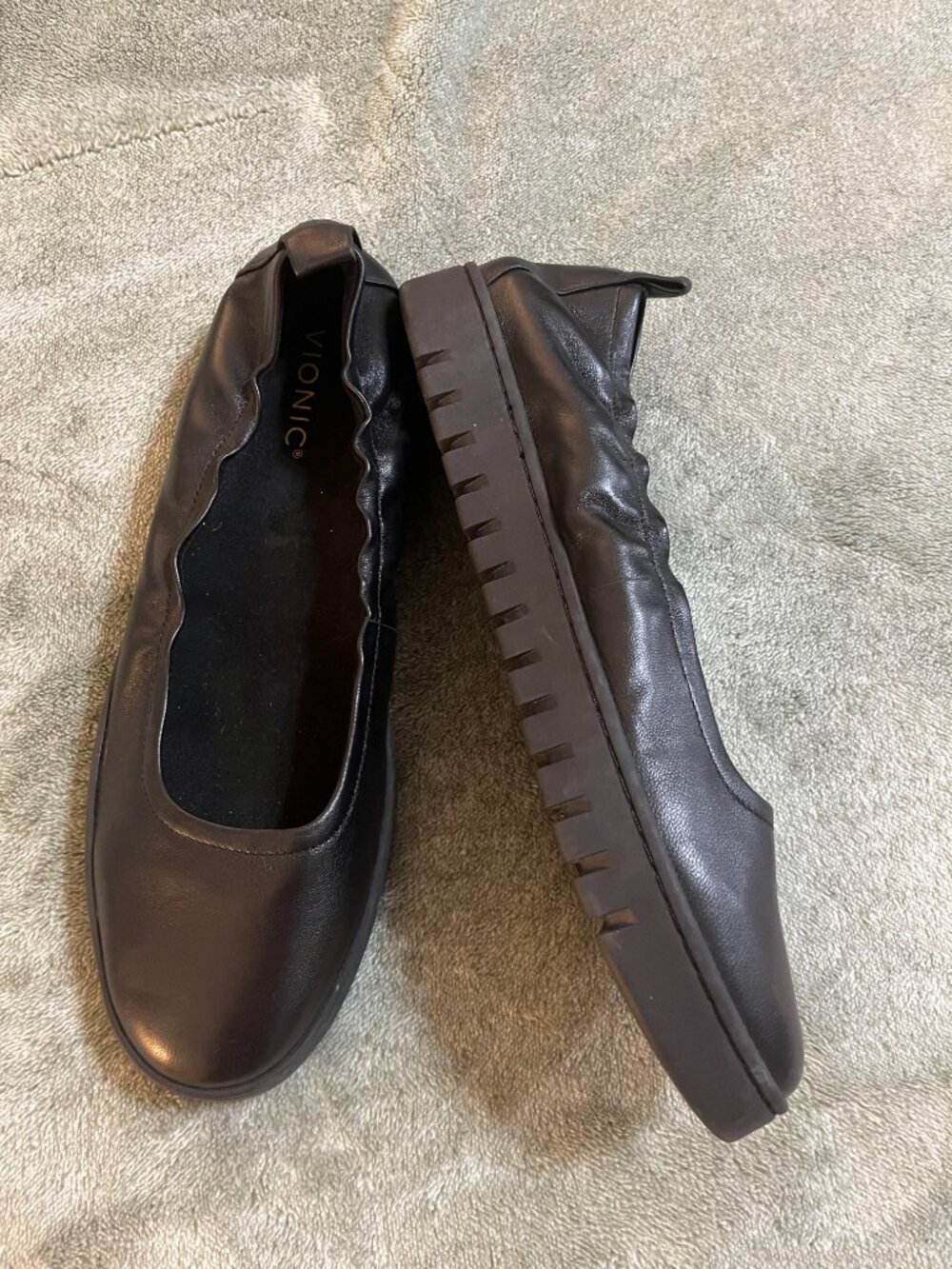 Vionic Uptown Ballet Flats Black Leather Size 11 Comfort Slip‑On Shoes - Picture 4 of 9